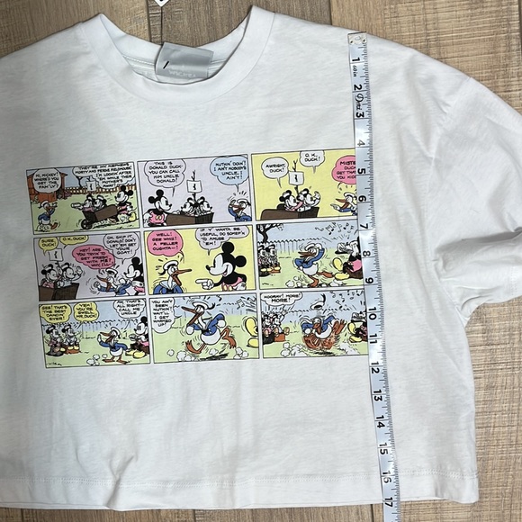 Girls Mickey Mouse Comic Strip Short Sleeve Crop Top Multi Color SZ S - Picture 9 of 15